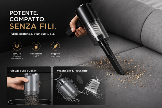 CleanDrive Mini™ – Aspirapolvere Auto Potente e Portatile